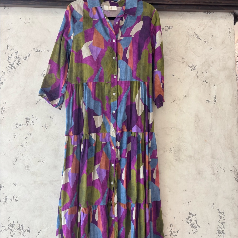 Vibrant Abstract Long Sleeve Dress